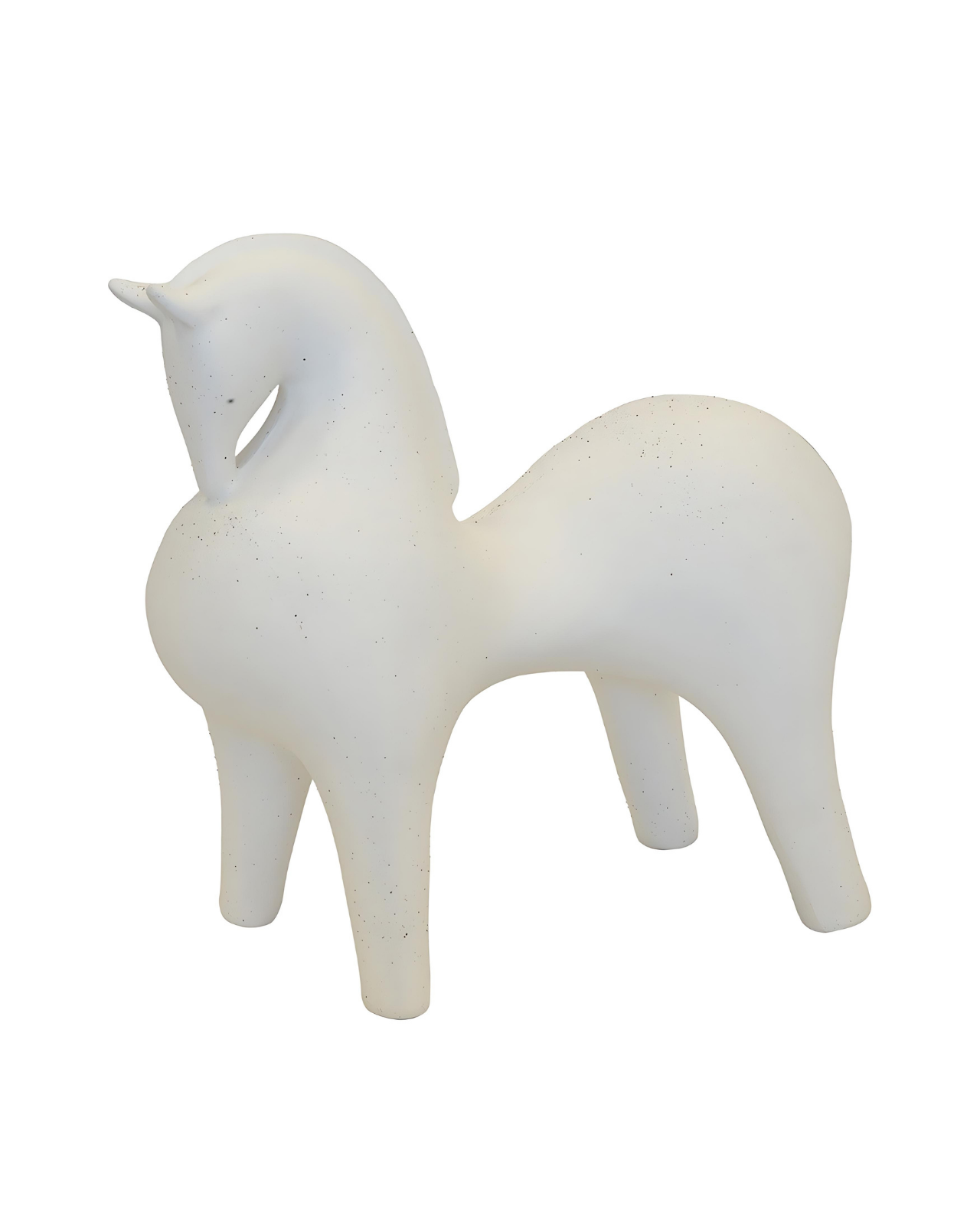 CERAMIC HORSE STATUE WHITE (36CM (H) X 40CM X 20CM